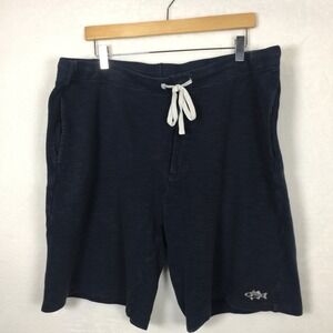 Orvis Mens Navy Blue Knit Lounge Shorts with Drawstring and Fish‎ Logo Coastal